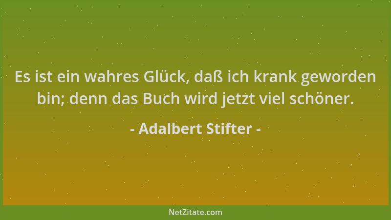 Adalbert Stifter - Es ist ein wahres Glück, daß ich krank geworden bin; denn das Buch wird jetzt viel schöner....