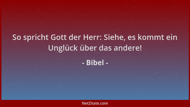 Bibel - So spricht Gott der Herr: Siehe, es kommt ein Unglück über das andere!...