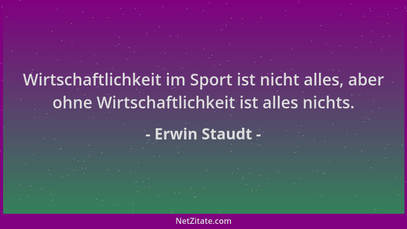 Erwin Staudt - Wirtschaftlichkeit im Sport ist nicht alles, aber ohne Wirtschaftlichkeit ist alles nichts....