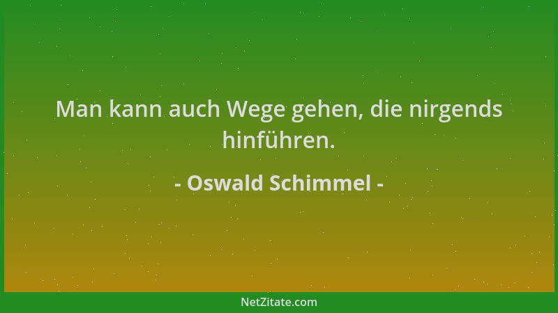 Oswald Schimmel - Man kann auch Wege gehen, die nirgends hinführen....