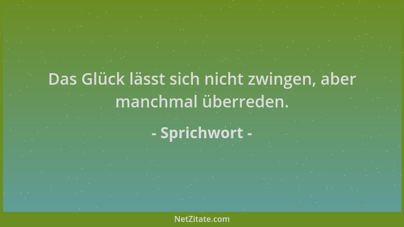Sprichwort - Das Glück lässt sich nicht zwingen, aber manchmal überreden....