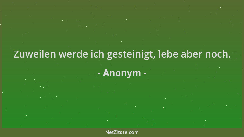 Anonym - Zuweilen werde ich gesteinigt, lebe aber noch....