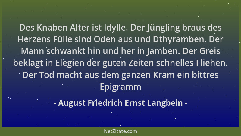 August Friedrich Ernst Langbein - Des Knaben Alter ist Idylle. Der Jüngling braus des Herzens Fülle sind Oden aus und Dthyr...