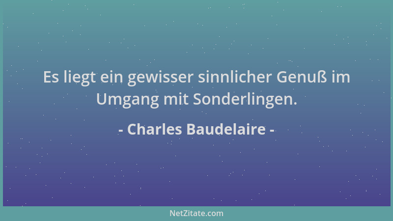 Charles Baudelaire - Es liegt ein gewisser sinnlicher Genuß im Umgang mit Sonderlingen....