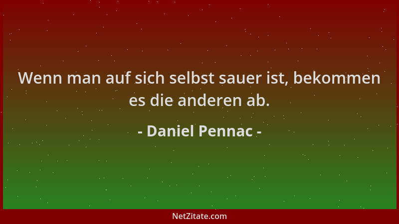 Daniel Pennac - Wenn man auf sich selbst sauer ist, bekommen es die anderen ab....