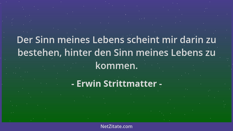 Erwin Strittmatter - Der Sinn meines Lebens scheint mir darin zu bestehen, hinter den Sinn meines Lebens zu kommen....