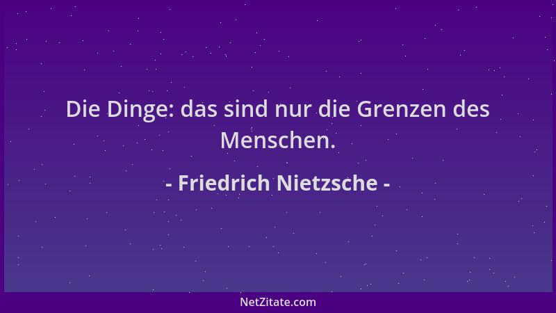 Friedrich Nietzsche - Die Dinge: das sind nur die Grenzen des Menschen....