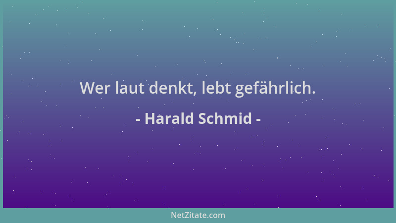 Harald Schmid - Wer laut denkt, lebt gefährlich....