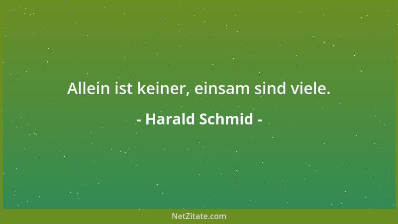 Harald Schmid - Allein ist keiner, einsam sind viele....