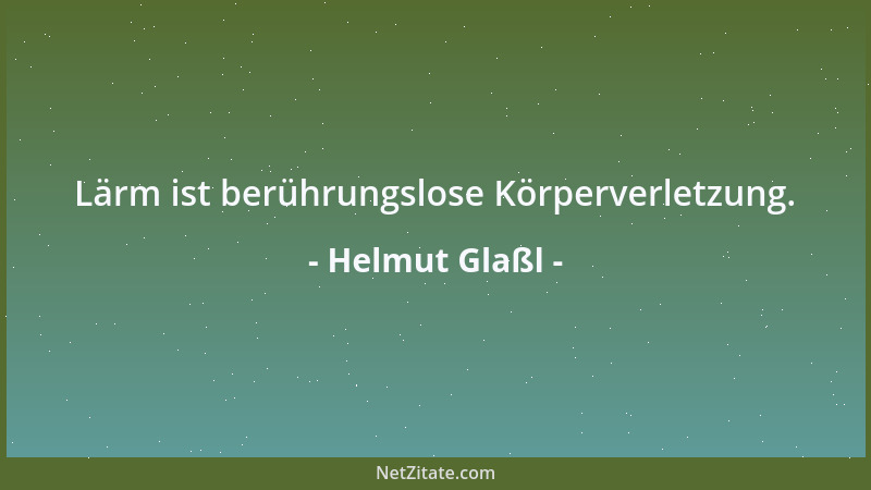 Helmut Glaßl - Lärm ist berührungslose Körperverletzung....