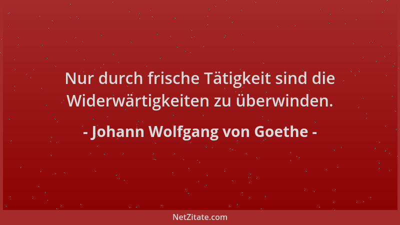Johann Wolfgang von Goethe - Nur durch frische Tätigkeit sind die Widerwärtigkeiten zu überwinden....