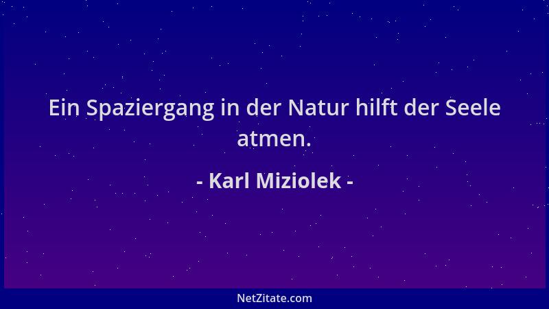 Karl Miziolek - Ein Spaziergang in der Natur hilft der Seele atmen....