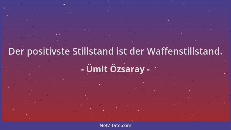 Ümit Özsaray - Der positivste Stillstand ist der Waffenstillstand....