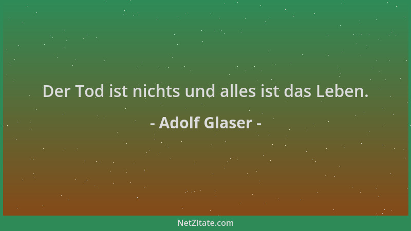 Adolf Glaser - Der Tod ist nichts und alles ist das Leben....