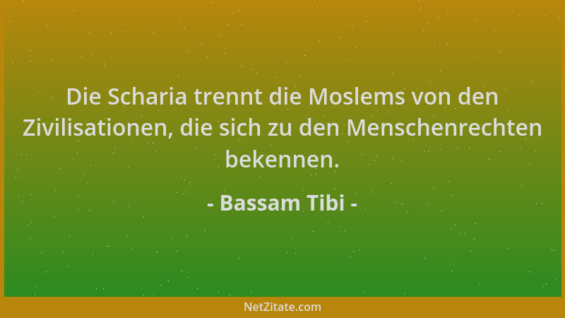 Bassam Tibi - Die Scharia trennt die Moslems von den Zivilisationen, die sich zu den Menschenrechten bekennen....