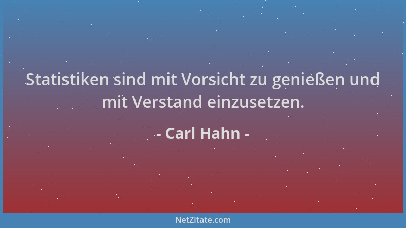 Carl Hahn - Statistiken sind mit Vorsicht zu genießen und mit Verstand einzusetzen....
