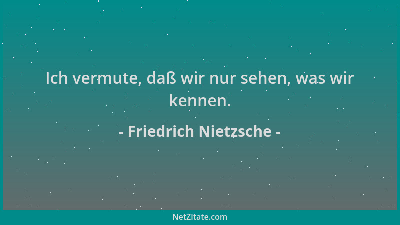 Friedrich Nietzsche - Ich vermute, daß wir nur sehen, was wir kennen....