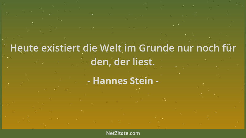 Hannes Stein - Heute existiert die Welt im Grunde nur noch für den, der liest....