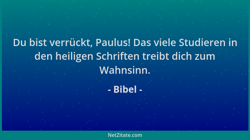 Bibel - Du bist verrückt, Paulus! Das viele Studieren in den heiligen Schriften treibt dich zum Wahnsinn....