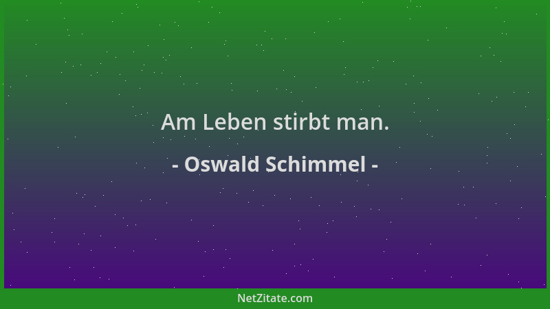 Oswald Schimmel - Am Leben stirbt man....
