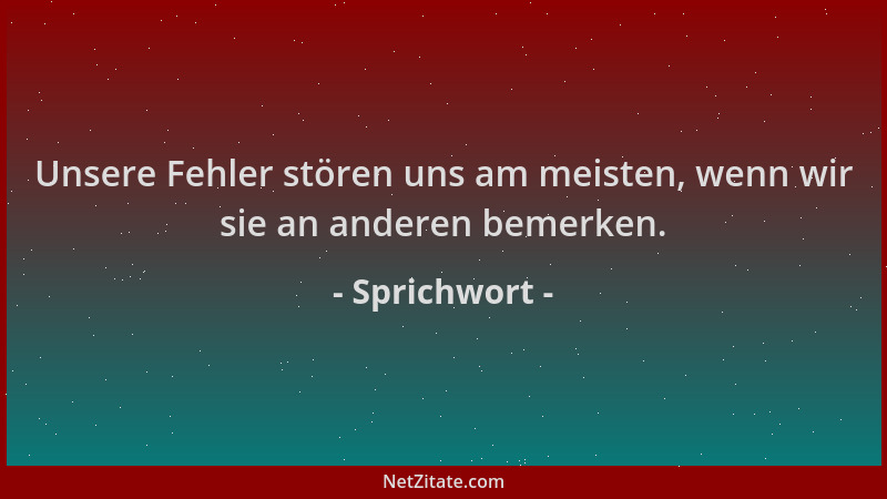 Sprichwort - Unsere Fehler stören uns am meisten, wenn wir sie an anderen bemerken....