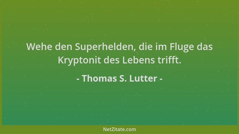 Thomas S. Lutter - Wehe den Superhelden, die im Fluge das Kryptonit des Lebens trifft....