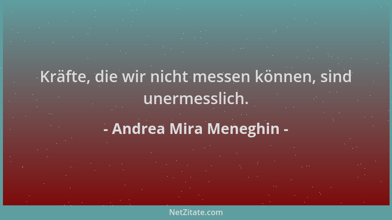 Andrea Mira Meneghin - Kräfte, die wir nicht messen können, sind unermesslich....