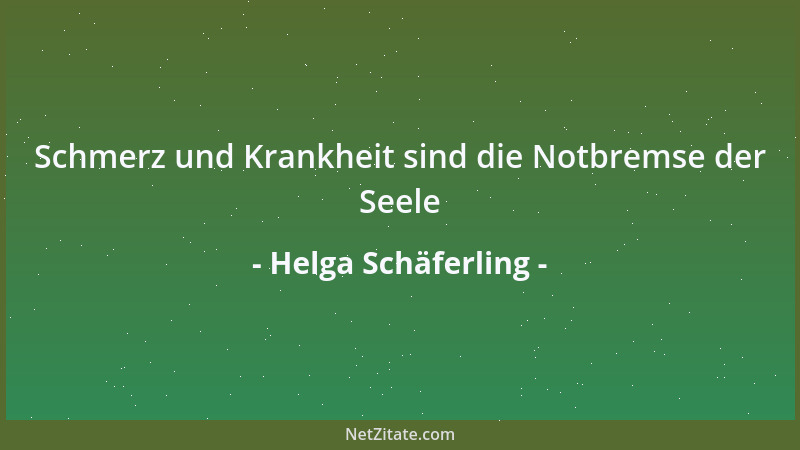 Helga Schäferling - Schmerz und Krankheit sind die Notbremse der Seele...