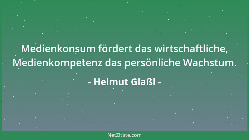 Helmut Glaßl - Medienkonsum fördert das wirtschaftliche, Medienkompetenz das persönliche Wachstum....