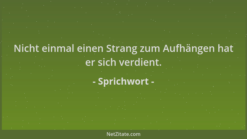 Sprichwort - Nicht einmal einen Strang zum Aufhängen hat er sich verdient....