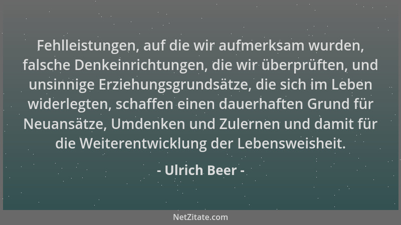 Ulrich Beer - Fehlleistungen, auf die wir aufmerksam wurden, falsche Denkeinrichtungen, die wir überprüften, und unsinnige...