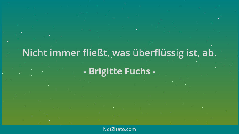 Brigitte Fuchs - Nicht immer fließt, was überflüssig ist, ab....