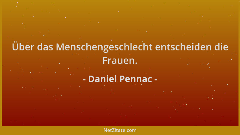 Daniel Pennac - Über das Menschengeschlecht entscheiden die Frauen....
