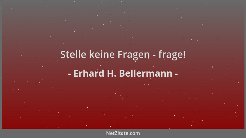 Erhard H. Bellermann - Stelle keine Fragen - frage!...