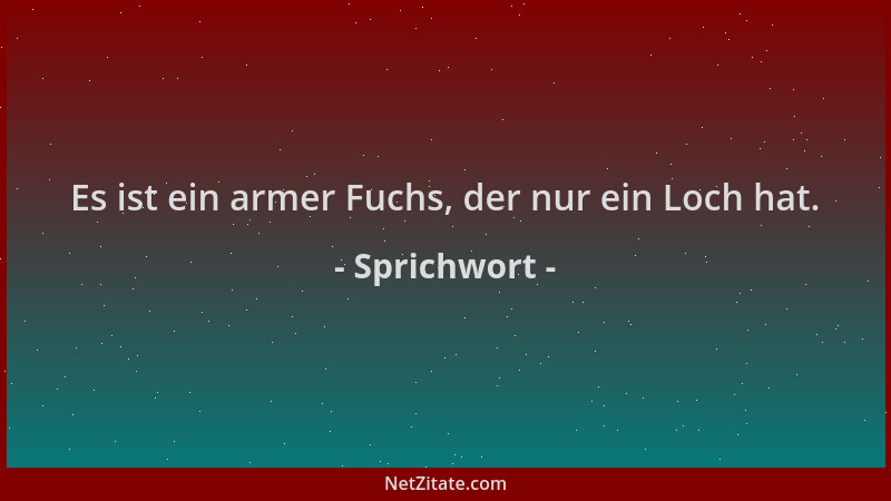 Sprichwort - Es ist ein armer Fuchs, der nur ein Loch hat....