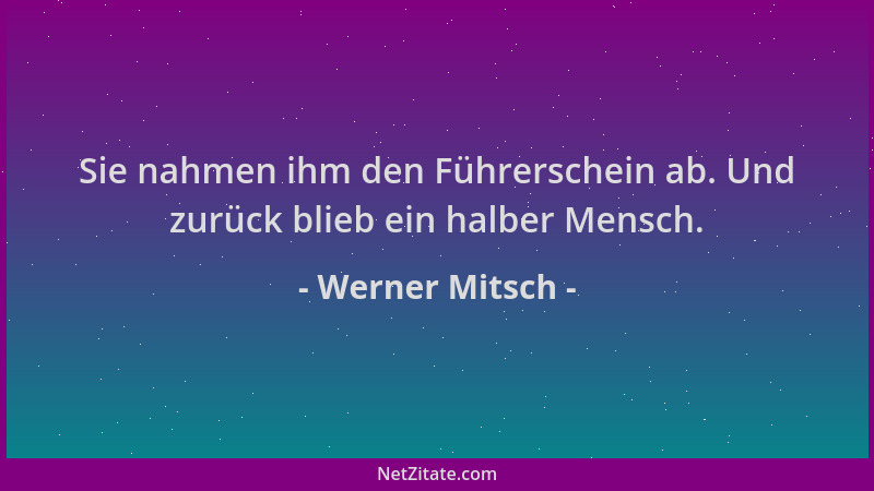 Werner Mitsch - Sie nahmen ihm den Führerschein ab. Und zurück blieb ein halber Mensch....