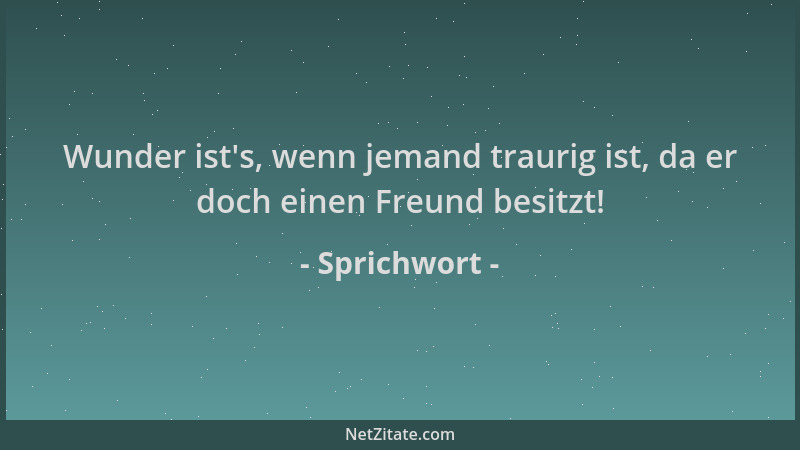 Sprichwort - Wunder ist 's, wenn jemand traurig ist, da er doch einen Freund besitzt!...
