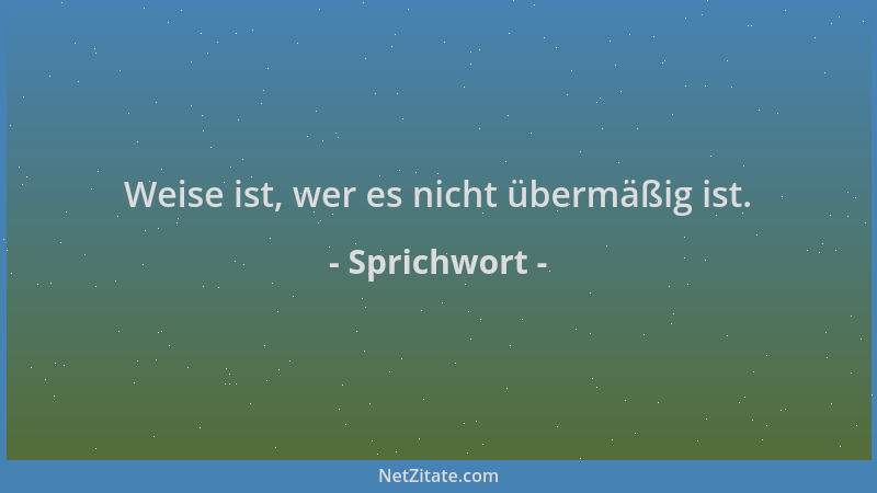Sprichwort - Weise ist, wer es nicht übermäßig ist....