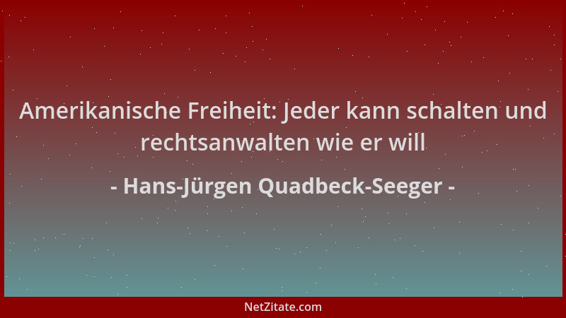 Hans-Jürgen Quadbeck-Seeger - Amerikanische Freiheit: Jeder kann schalten und rechtsanwalten wie er will...