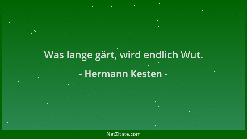 Hermann Kesten - Was lange gärt, wird endlich Wut....