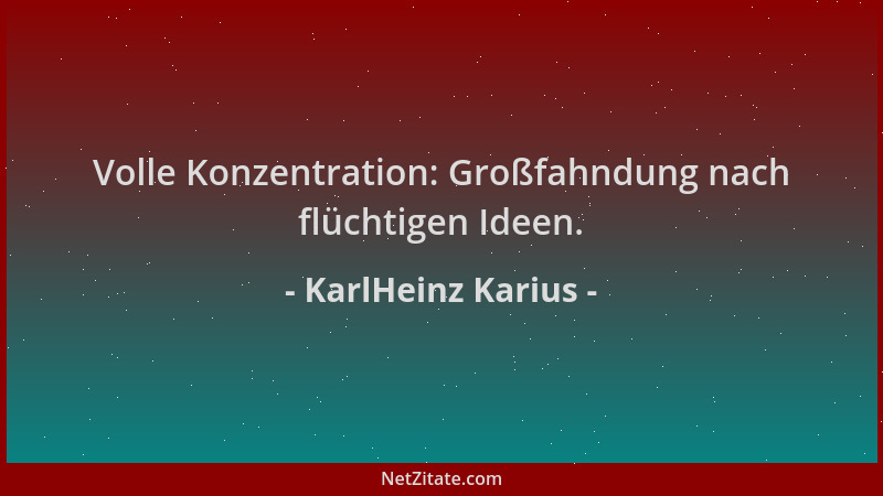 KarlHeinz Karius - Volle Konzentration: Großfahndung nach flüchtigen Ideen....