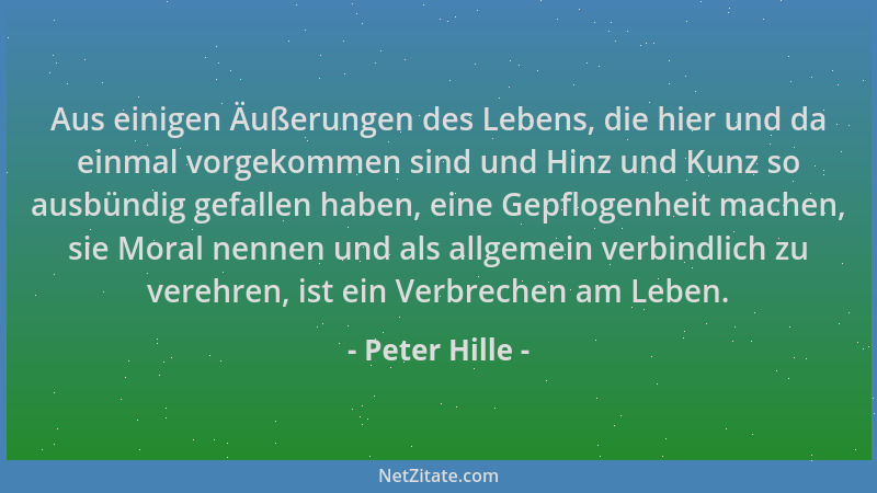 Peter Hille - Aus einigen Äußerungen des Lebens, die hier und da einmal vorgekommen sind und Hinz und Kunz so ausbündig gef...