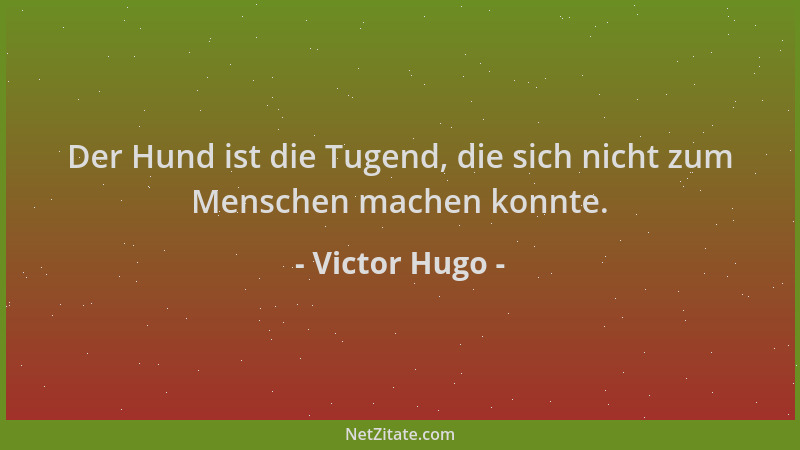 Victor Hugo - Der Hund ist die Tugend, die sich nicht zum Menschen machen konnte....