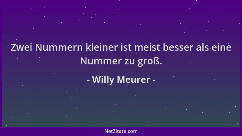 Willy Meurer - Zwei Nummern kleiner ist meist besser als eine Nummer zu groß....