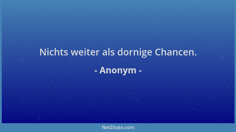 Anonym - Nichts weiter als dornige Chancen....