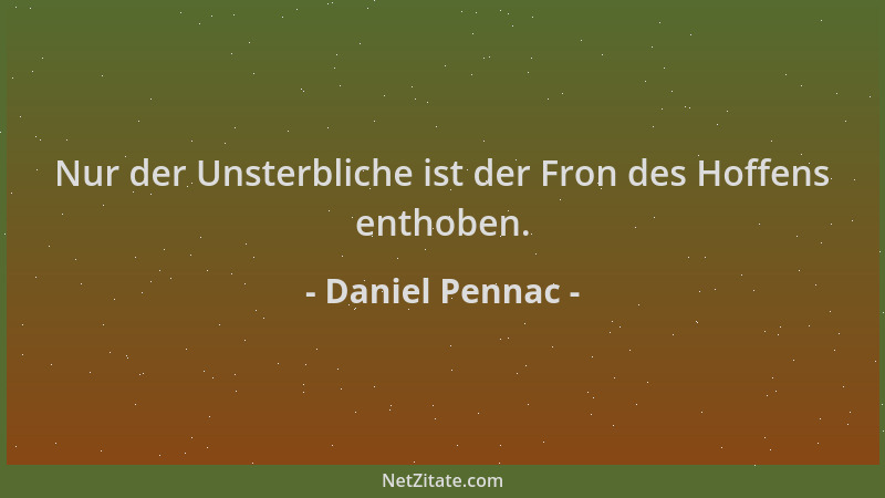 Daniel Pennac - Nur der Unsterbliche ist der Fron des Hoffens enthoben....