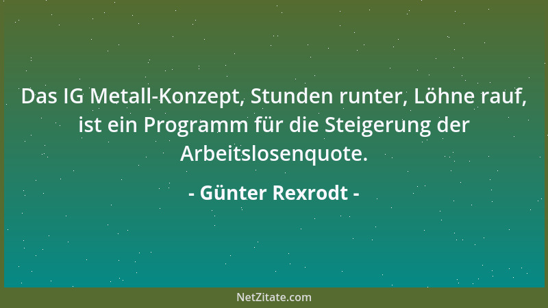 Günter Rexrodt - Das IG Metall-Konzept, Stunden runter, Löhne rauf, ist ein Programm für die Steigerung der Arbeitslosenquo...