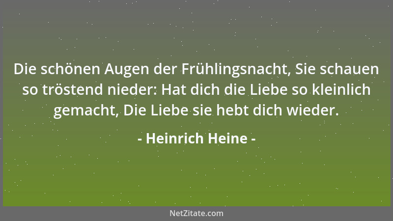 Heinrich Heine - Die schönen Augen der Frühlingsnacht, Sie schauen so tröstend nieder: Hat dich die Liebe so kleinlich gema...