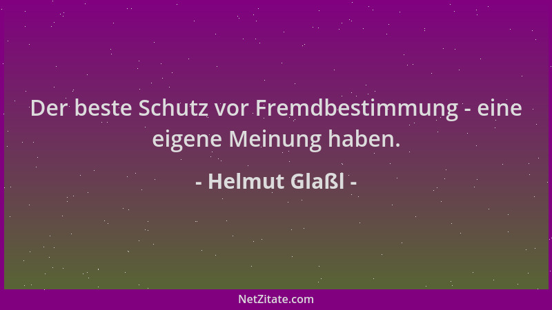 Helmut Glaßl - Der beste Schutz vor Fremdbestimmung - eine eigene Meinung haben....