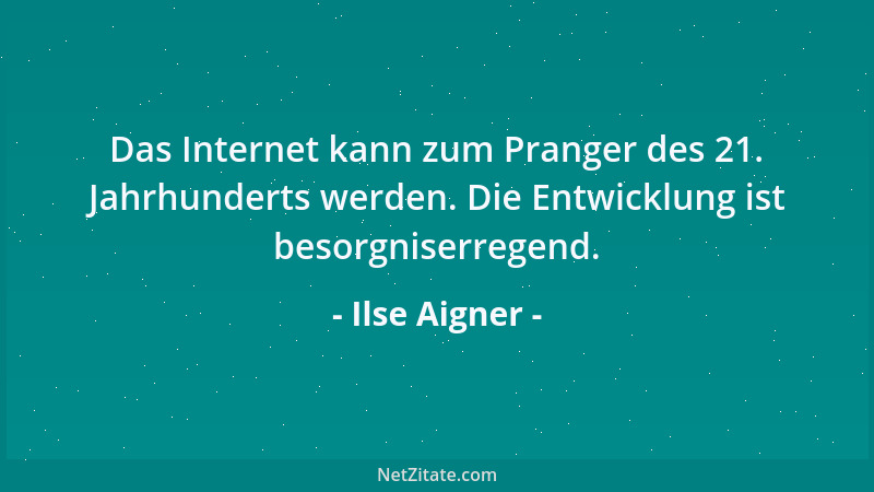 Ilse Aigner - Das Internet kann zum Pranger des 21. Jahrhunderts werden. Die Entwicklung ist besorgniserregend....